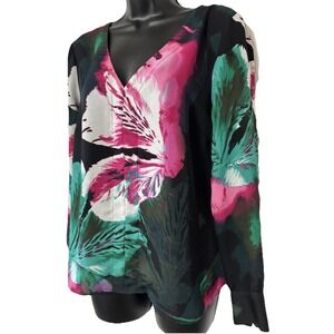 Jennifer Lopez Black Blouse Shirt Women Size S Enchanting Lilac Edgy Romance EUC